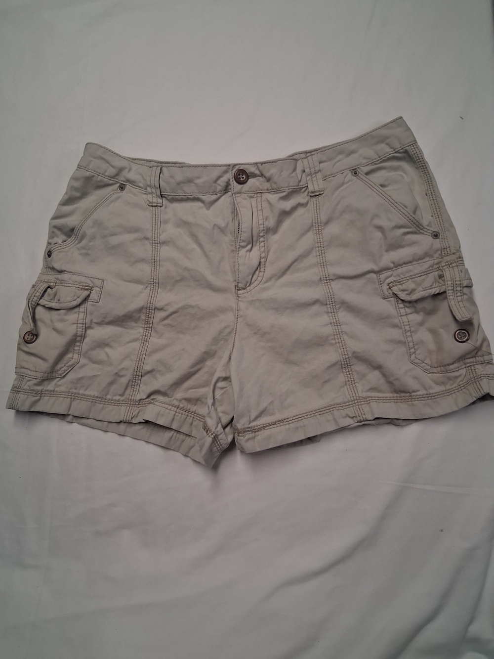 Vintage Y2K Faded Glory Light Gray Cargo Shorts
